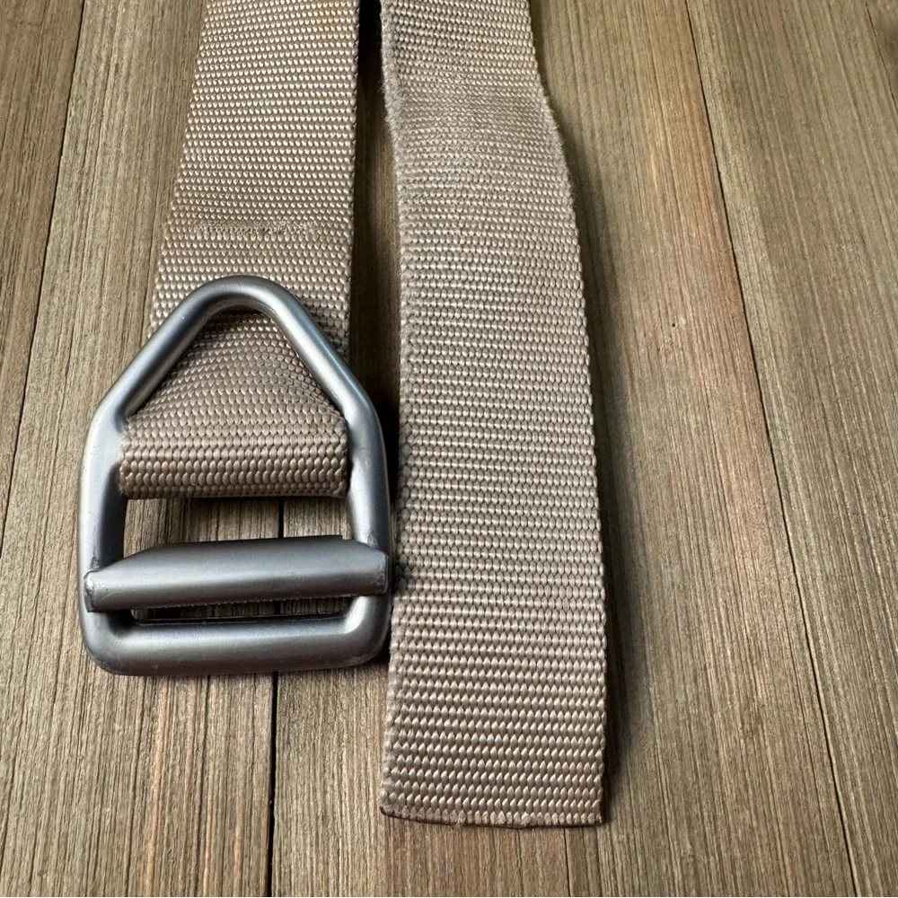 Bison Designs Nylon Webbing Belt Heavy Duty Buckle Small-47” Tan Silver‎ Buckle